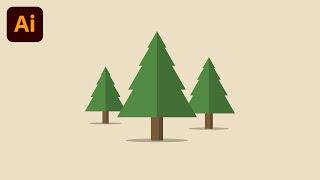 Flat Design Tree Illustrator Tutorial for Beginners