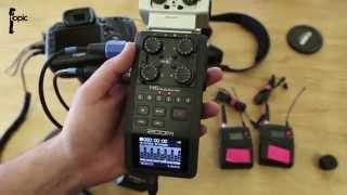 Mix and record multiple audio sources as one track on the Canon 5D MKIII with a Zoom H6 Recorder