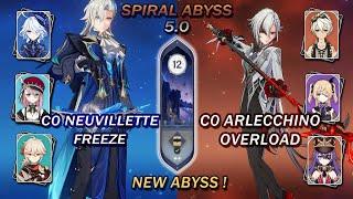 C0 Neuvillette Freeze & C0 Arlecchino Overload | NEW Spiral Abyss 5.0 | Genshin Impact |