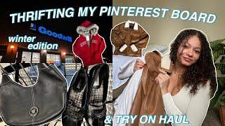 THRIFT WITH ME | thrifting my winter Pinterest board, try on haul & vlog