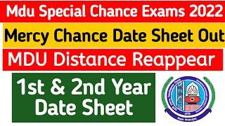 Mdu Distance Reappear Special Chance Exam Datesheet out 2022 | Mdu DDE Mercy Chance exam Datesheet