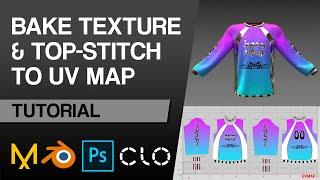 UVmap Export & Topstitch/Texture Baking - Marvelous Designer, Photoshop & Blender