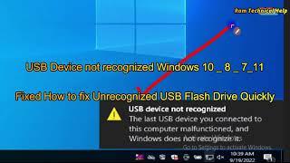 How to fix usb not recognized in windows 10 || USB Device not recognized Windows 10 | 8  |11
