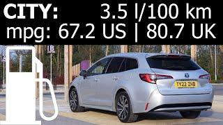 Toyota Corolla TS 1.8 Hybrid: CITY fuel consumption economy real-life test mpg urban l/100 km