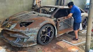 This guy turns an old car into a million dollar luxury Lamborghini! @msgarage_official