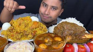 EATING MUTTON CURRY, CHICKEN BIRIYANI, CHICKEN CURRY, EGG & RAITA | MUTTON CURRY EATING CHALLENGE