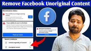 Remove facebook unoriginal content | Unoriginal content kaise hataye | Unoriginal content facebook |