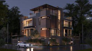 Exterior Night Render in V-Ray 3DsMax Complete Tutorial