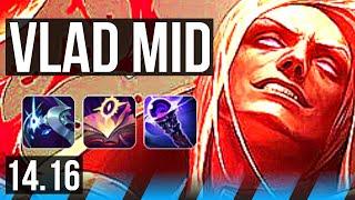 VLADIMIR vs YASUO (MID) | 14/2/5, 800+ games, Godlike | EUW Master | 14.16