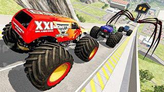 MONSTER TRUCKS BIGFOOT Cars Super Danger Downhill Racing and Crashes - BeamNG Drive [NEW MODS]