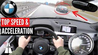 (2021) BMW X1 20d xDrive ACCELERATION & TOP SPEED ON GERMAN AUTOBAHN