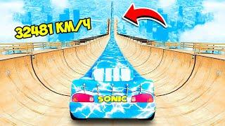 LONGEST CARS Lightning McQueen SONIC vs MEGA RAMP in GTA 5! EXPERIMENT in GTA 5!