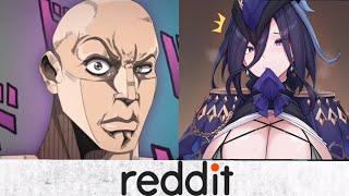 GENSHIN IMPACT vs REDDIT (Rock reaction meme)  #animevsreddit #gamesvsreddit #reddit