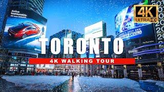  Toronto Snow Storm Walking Tour - Downtown Yonge Street Winter Wonderland [4K HDR/60fps]