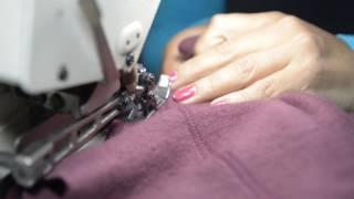 Sewing our organic cotton fleece