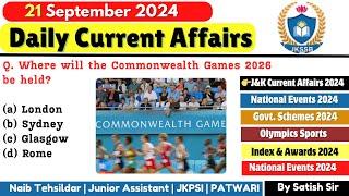 21th September 2024 | Current Affairs today | Daily current affairs for JKSSB Exams | JKSSB Tutorial