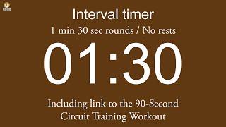 Interval timer - 1 min 30 sec rounds / No rests (with link to 90-Second Circuit Training Workout)
