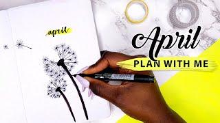 PLAN WITH ME | Simple April 2021 Bullet Journal Set Up | Dandelion Theme