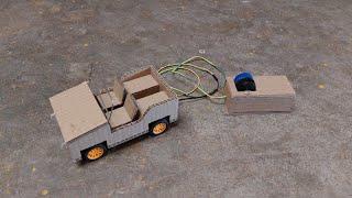 How to make a rc car-jeep with light at home-cardboard rc car || remote control car.