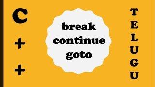 Break, Continue and goto statements in C++ in Telugu by Kotha Abhishek