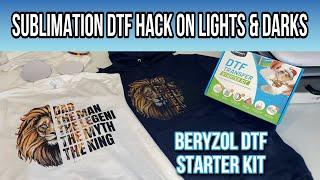 Sublimation DTF Hack Using the Berryzol DTF Starter Kit | On Light and Dark 100% Cotton Blanks!