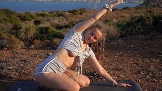 relaxing outdoor yoga session