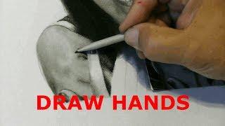 HOW TO Draw Realistic Hands with Graphite and Charcoal Tutorial | Rixcandoit