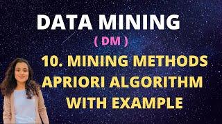 #10 Mining Methods - APRIORI algorithm with Example |DM|