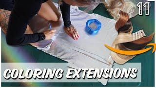 coloring amazon hair extensions: lowlights & toning DIY