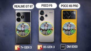 Realme GT 6T vs POCO F6 vs POCO X6 Pro Pubg Test - Best Gaming Phone Under 25000 ??