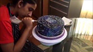 Air brushed galaxy cake