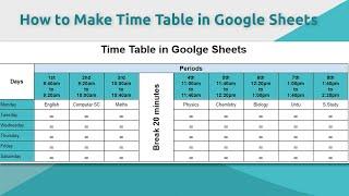 How to make Time Table in Google Sheets