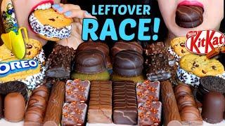 ASMR LEFTOVER DESSERT RACE (ICE CREAM, CAKE BARS, CHOCOLATE MARSHMALLOW, OREO, KITKAT, PUFF PASTRY먹방