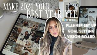 Plan with me for 2024 | Digital Planner Set Up, Vision Board, Goal Setting 