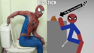 Real Spider-Man vs Spider Stickman | Stickman Dismounting funny moments | Best Falls