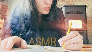 ASMR | drawing Pikachu by the fire (colored pencil & pellet stove sounds) | no talking