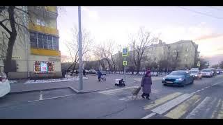 В Москва бабушка перевела робота на колесах через дорогу