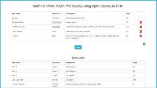 Multiple Inline Insert into Mysql using Ajax JQuery in PHP