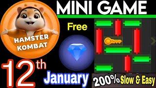 12 January  Puzzle Trick: P2E Hamster Kombat key MiniGame Solved, slow step by step! 