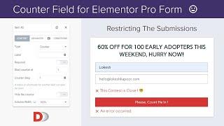Counter Field for Elementor Pro Form - How To Limit the Submissions