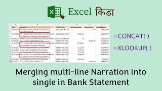 Merging multi-line Narration into single in Bank Statement