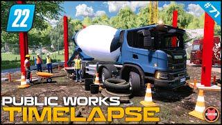  Transporting & Pouring Concrete For Iron Supports ⭐ FS22 City Public Works Timelapse