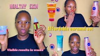 *Head to toe* skincare products for a rich caramel skin|| affordable  caramel skincare products 