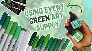 GREEN WITH ENVY  Using EVERY Green Art Supply I Own!