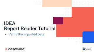 Verify the Data | IDEA 12 Report Reader Tutorial (EN)