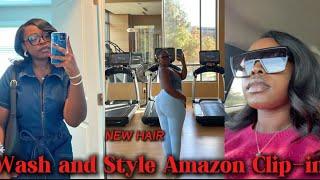 AMAZON and BEAUTY SUPPLY CLIP-INS: Wash and Style with me using the sew-in method