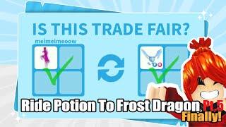 TRADING RIDE POTION TO FROST DRAGON! Pt.5 OMG! FINALLY! Adopt Me Trading Challenge