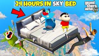 Oggy Spending 24 Hours in Sky Bed Challenge In Gta 5 | Gta 5 Avengers