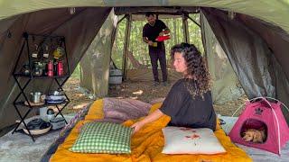 WE MERGED 2 TENTS AND CAMPED IN THE DESERTED FOREST