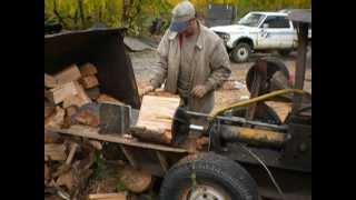 Fast automatic  home built Hydraulic wood splitter 6 cyclinder engine